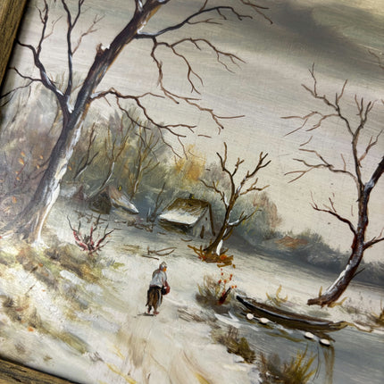 Authentic Winter Landscape Oil Painting "Leafless Tree" Elegant Small Art Holland Art Shop