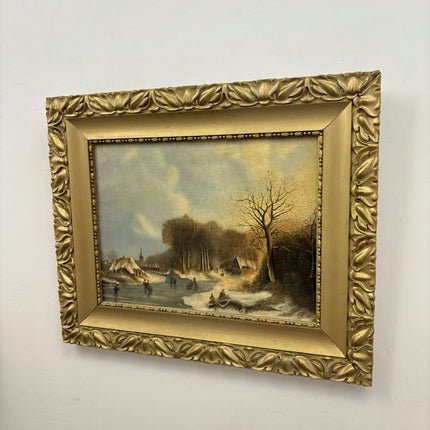 Original Winter Landscape Oil Painting "Gilded Frame" Classic Art Holland Art Shop