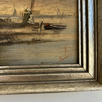 Traditional Landscape Oil Painting "Thatched Windmill" Elegant Small Art Holland Art Shop