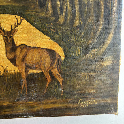 Handcrafted Animals Oil Painting "Pair Of Deer" Refined Small Art Holland Art Shop