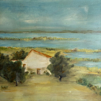 Vintage Seascape Oil Painting "Coastal Cottage" Detailed Art Holland Art Shop