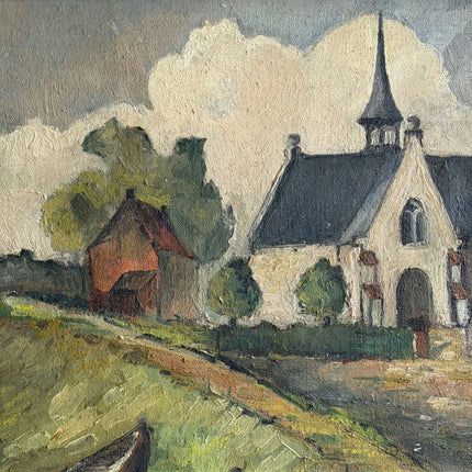 Timeless Landscape Oil Painting "Village Church" Refined Art Holland Art Shop