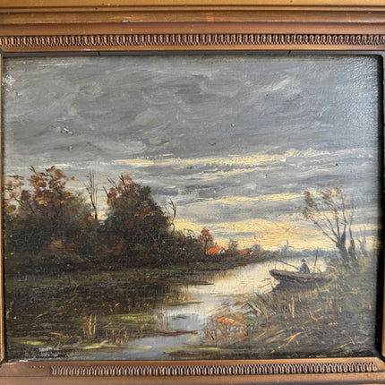 Classic Landscape Oil Painting "Gilded Frame" Handcrafted Small Art Holland Art Shop