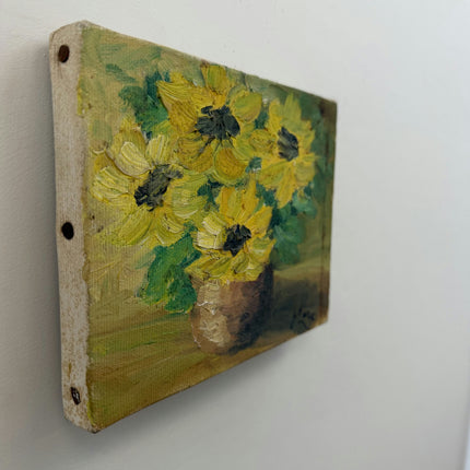 Original Flowery Still Life Oil Painting "Sunflower Vase" Classic Small Art Holland Art Shop