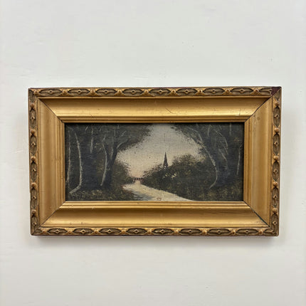 Antique Landscape Oil Painting "Gilded Frame" Original Small Art Holland Art Shop