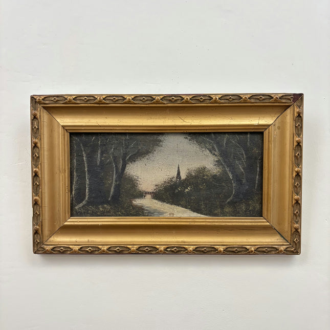 Antique Landscape Oil Painting "Gilded Frame" Original Small Art Holland Art Shop