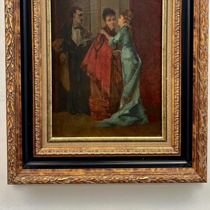 19th Century Antique Figurative Oil Painting "Embracing Woman" Art Holland Art Shop