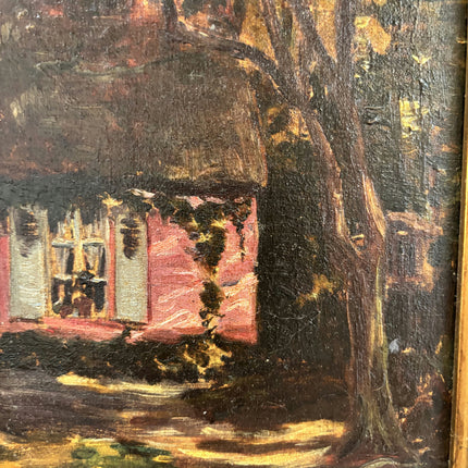 Antique Cityscape Oil Painting "Gilded Frame" Rustic Art Holland Art Shop