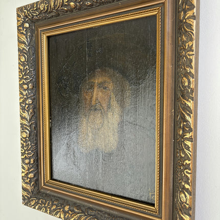 19th Century Antique Portrait Oil Painting "Old Man" Small Artwork Holland Art Shop