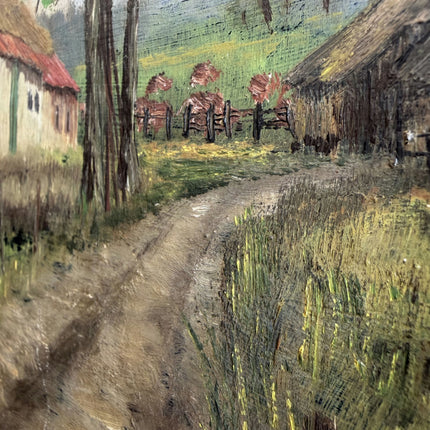 Original Farm Oil Painting "Thatched Cottage" Expressive Small Artwork Holland Art Shop
