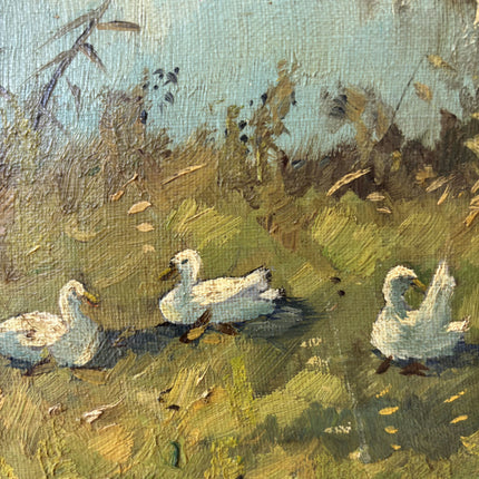 Refined Animals Oil Painting "White Ducks" Traditional Art Holland Art Shop