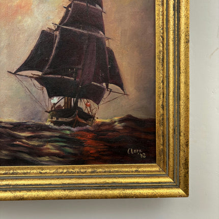 Timeless Seascape Oil Painting "Sailing Ship" Vintage Small Art Holland Art Shop