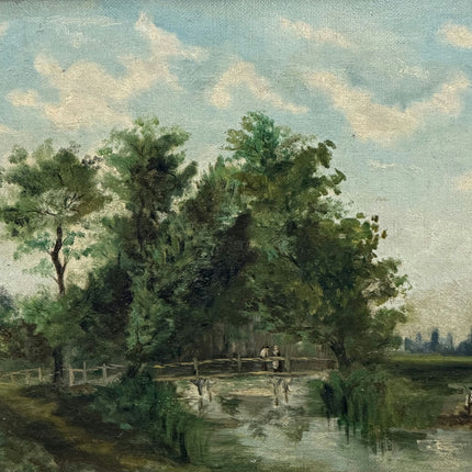 19th Century Antique Landscape Oil Painting "Framed Painting" Small Artwork Holland Art Shop