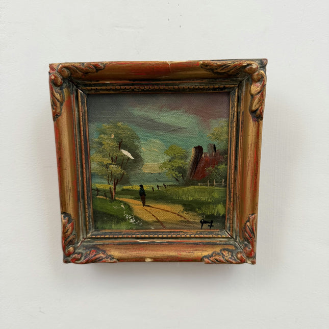Refined Landscape Oil Painting "Walking Figure" Classic Small Artwork Holland Art Shop