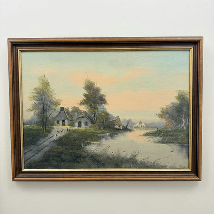 Vintage Landscape Oil Painting "Thatched Cottage" Classic Large Artwork Holland Art Shop