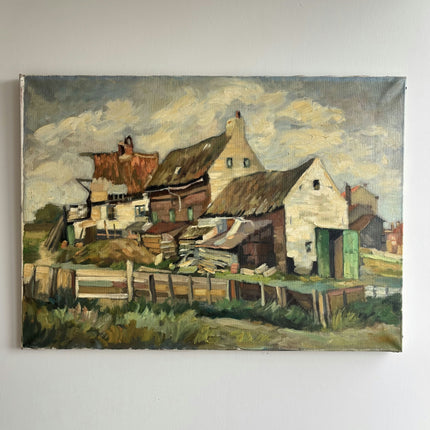 Traditional Farm Oil Painting "Thatched House" Refined Art Holland Art Shop