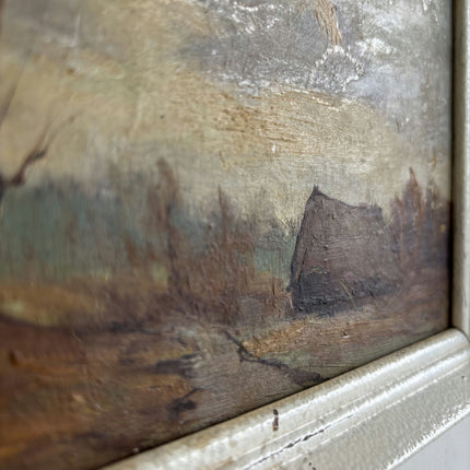 Expressive Landscape Oil Painting "Hanging Frame" Vintage Small Artwork Holland Art Shop