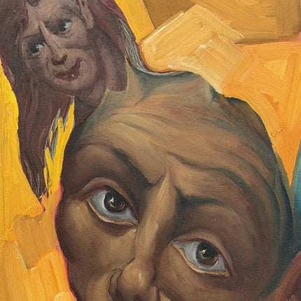 Refined Figurative Oil Painting "Three Heads" Rustic Art Holland Art Shop