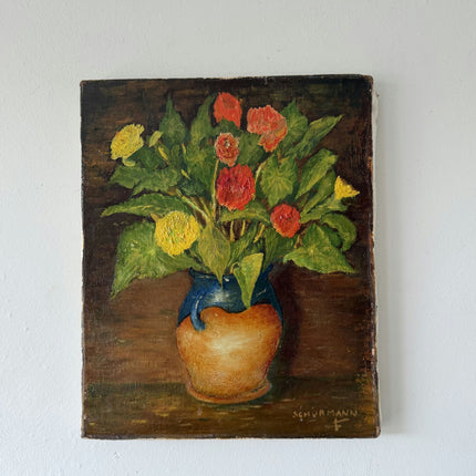 Vintage Still Life Oil Painting "Flower Vase" Expressive Small Art Holland Art Shop