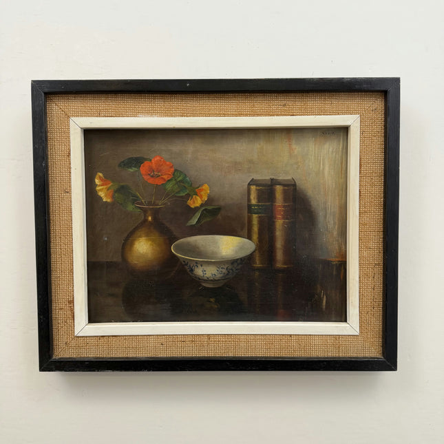 Original Floral Still Life Oil Painting "Brass Vase" Refined Art Holland Art Shop