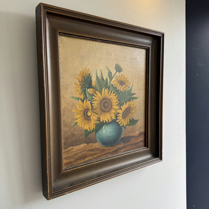 Original Floral Still Life Oil Painting "Sunflower Vase" Classic Artwork Holland Art Shop