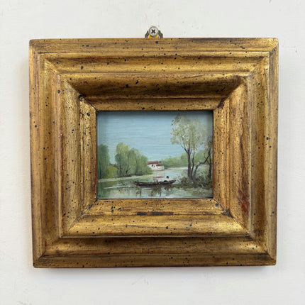Vintage Landscape Oil Painting "Gilded Frame" Traditional Small Artwork Holland Art Shop