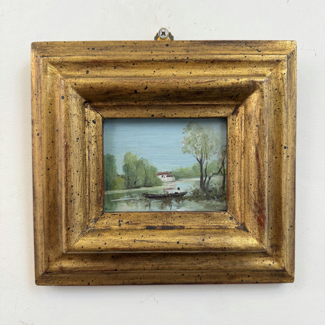 Vintage Landscape Oil Painting "Gilded Frame" Traditional Small Artwork Holland Art Shop