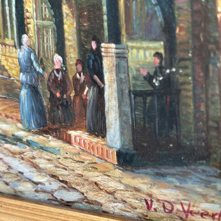 Rustic Cityscape Oil Painting "Gilded Frame" Authentic Small Art Holland Art Shop