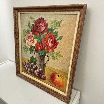 Vintage Flowery Still Life Oil Painting "Rose Bouquet" Expressive Small Artwork Holland Art Shop