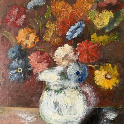 Rustic Floral Still Life Oil Painting "Flower Vase" Handcrafted Small Artwork Holland Art Shop