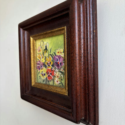 Handcrafted Floral Still Life Oil Painting "Framed Flowers" Authentic Small Art Holland Art Shop