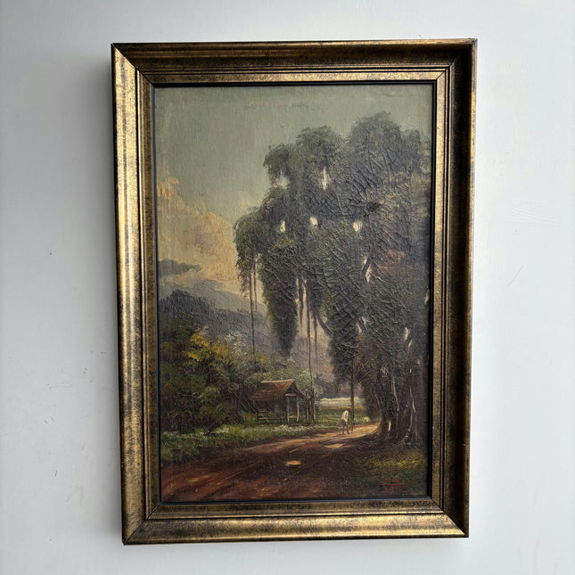 Detailed Landscape Oil Painting "Country Road" Vintage Artwork Holland Art Shop