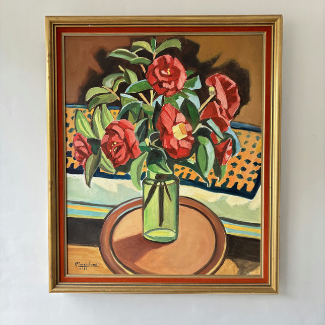 Classic Floral Still Life Oil Painting "Green Vase" Rustic Art Holland Art Shop