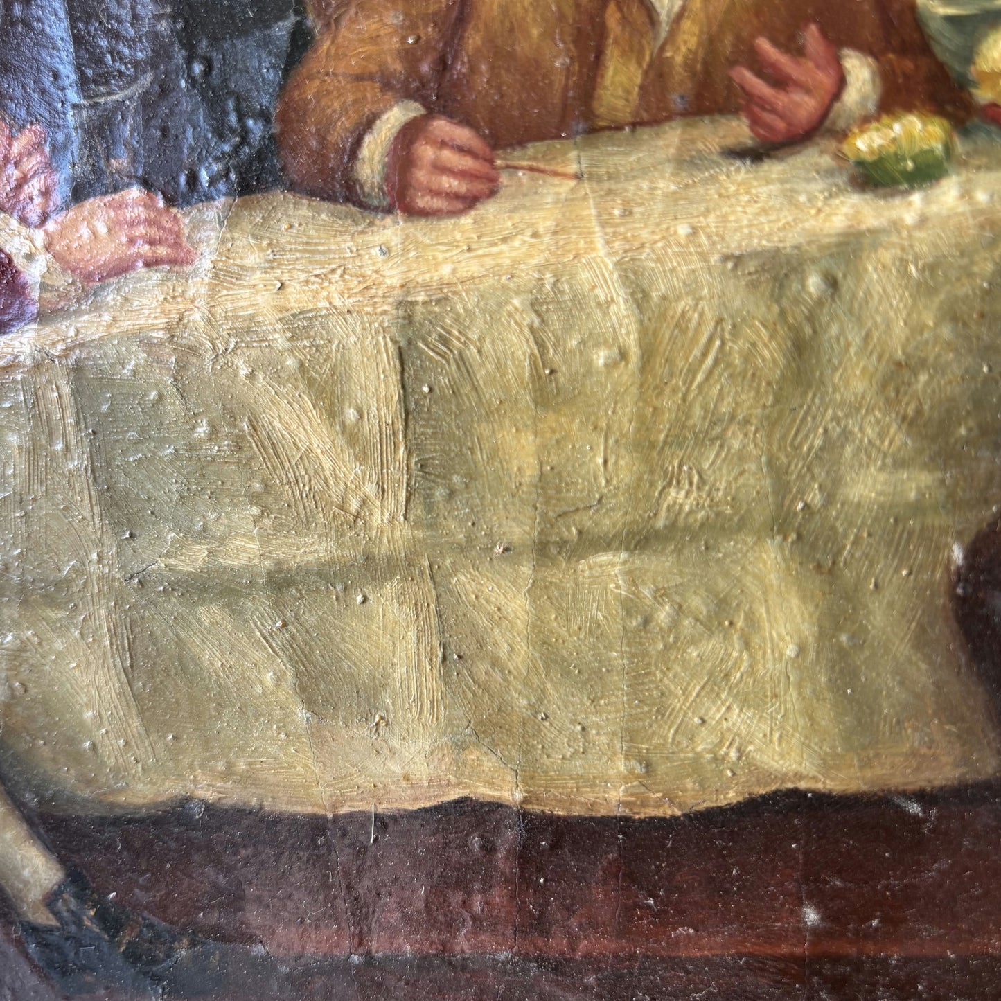 Marvelous Oil Painting Figurative "Dining Conversation" Men French Art