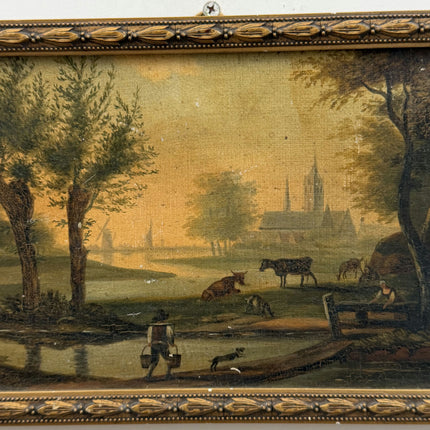 19th Century Antique Landscape Oil Painting "Framed Painting" Small Art Holland Art Shop