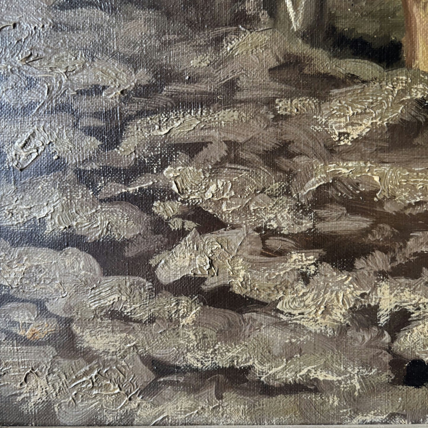 Wonderful Animals Oil Painting "Working Horses" Handcrafted Large Art