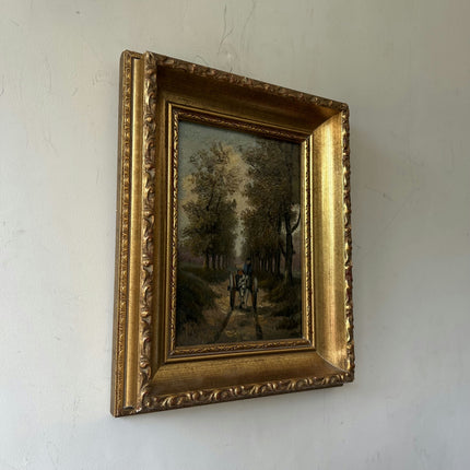 Vintage Landscape Oil Painting "Worn Frame" Refined Small Artwork Holland Art Shop