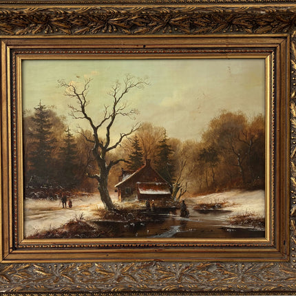 Expressive Oil Painting Winter Landscape "Winter Walkers" Intriguing Medium Art