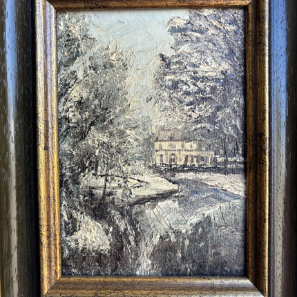 Elegant Winter Landscape Oil Painting "Gilded Frame" Expressive Small Artwork Holland Art Shop