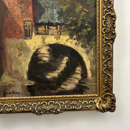 Authentic Cityscape Oil Painting "Stone Bridge" Handcrafted Art Holland Art Shop