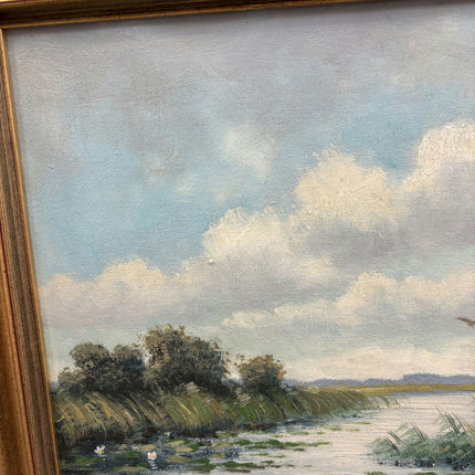 Vintage Still Life Oil Painting "Marsh River" Refined Artwork Holland Art Shop