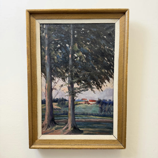 Traditional Landscape Oil Painting "Twin Trees" Detailed Artwork Holland Art Shop