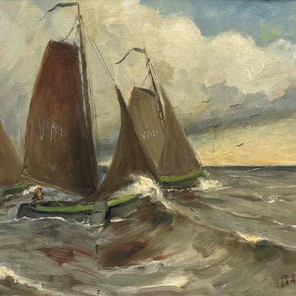 Expressive Seascape Oil Painting "Sailing Boats" Timeless Art Holland Art Shop
