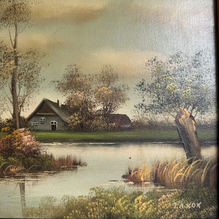 Vintage Landscape Oil Painting "Ornate Frame" Traditional Artwork Holland Art Shop