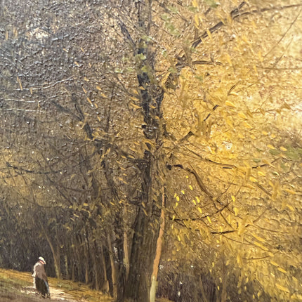 Refined Landscape Oil Painting "Solitary Woman" Rustic Small Artwork Holland Art Shop