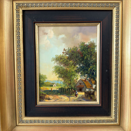 Handcrafted Landscape Oil Painting "Thatched Cottage" Original Small Artwork Holland Art Shop