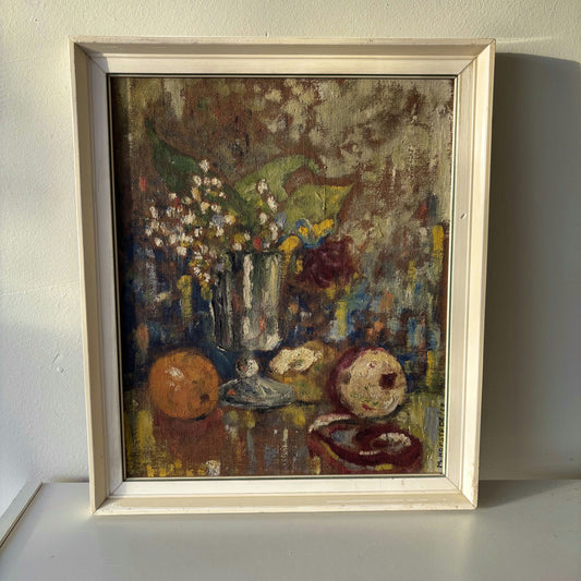 Remarkable Still Life Oil Painting "Flowering Vase" Traditional Small Artwork