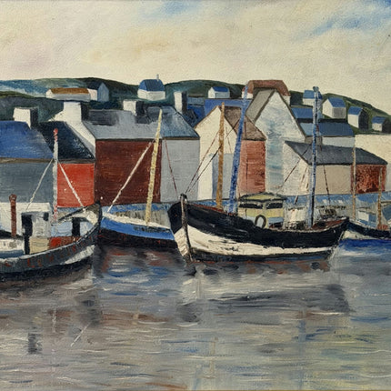 Rustic Harbor Scene Oil Painting "Mooring Boats" Refined Art Holland Art Shop