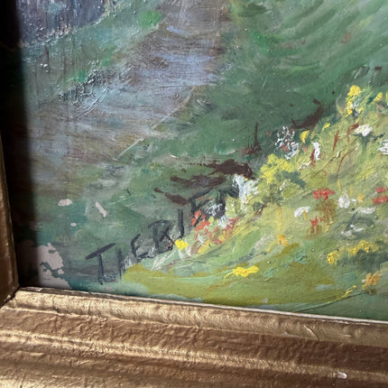 Expressive Landscape Oil Painting "Mountain Cottage" Vintage Artwork Holland Art Shop