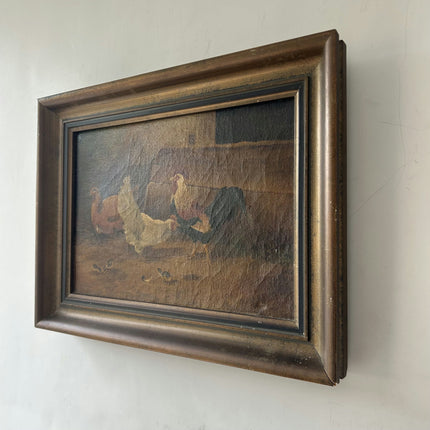 Antique Animals Oil Painting "Barnyard Rooster" Refined Small Art Holland Art Shop